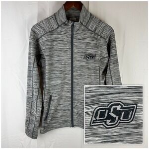 Levelwear Oklahoma State Cowboys Jacket Womens Medium Grey Space Dye Full Zip